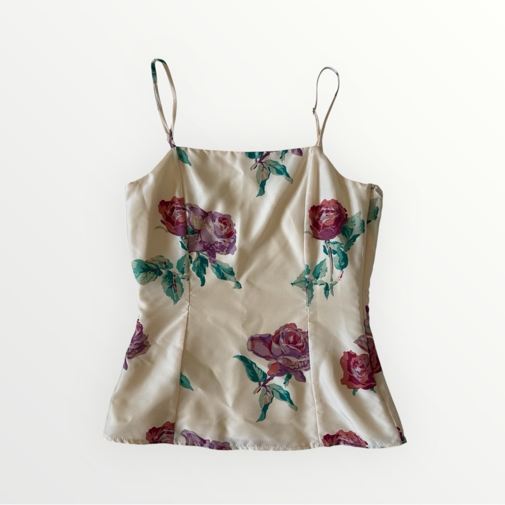 Stone Cold Fox 100% Silk Flower Cream Camisole 0 xs